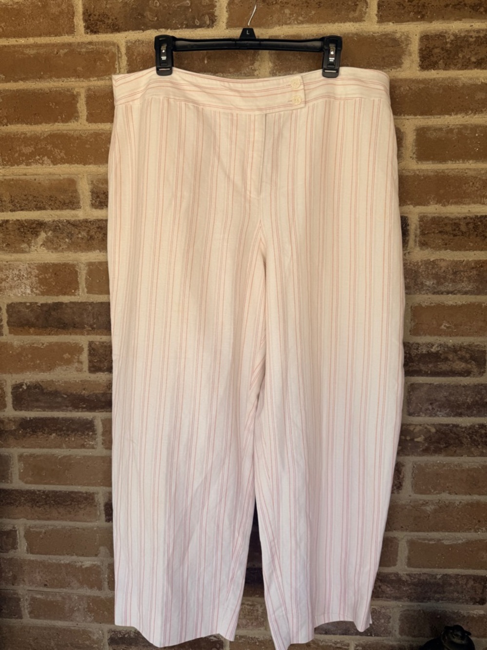 Cropped Light Pink Striped Pull-On Ankle Pants